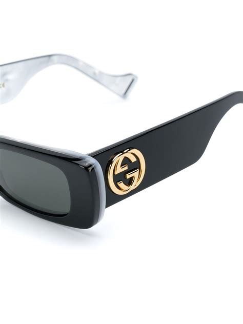 gucci black interlocking g rectangular sunglasses|shop gucci sunglasses online.